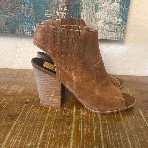 Dolce Vita Open Toe Suede Chunky Heels Women Size 10 Tan Western Boho Festival - Picture 2 of 6